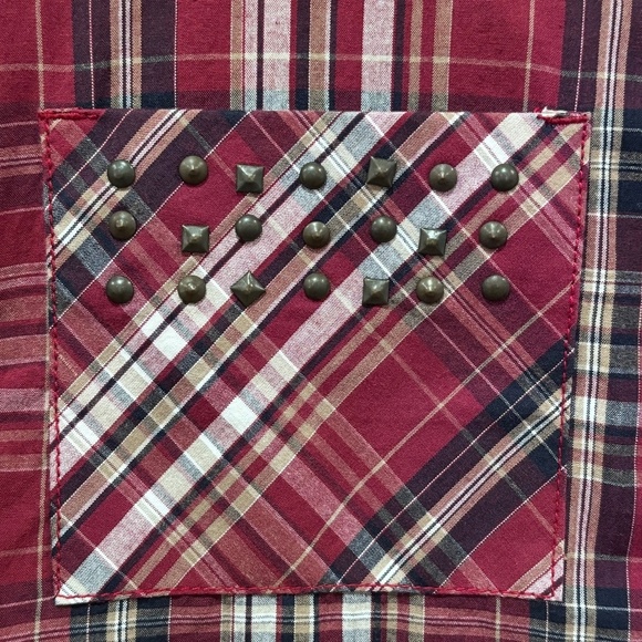Lady Dutch NWT snap closure plaid fitted shirt with pocket embellishments sz XL - Picture 10 of 16